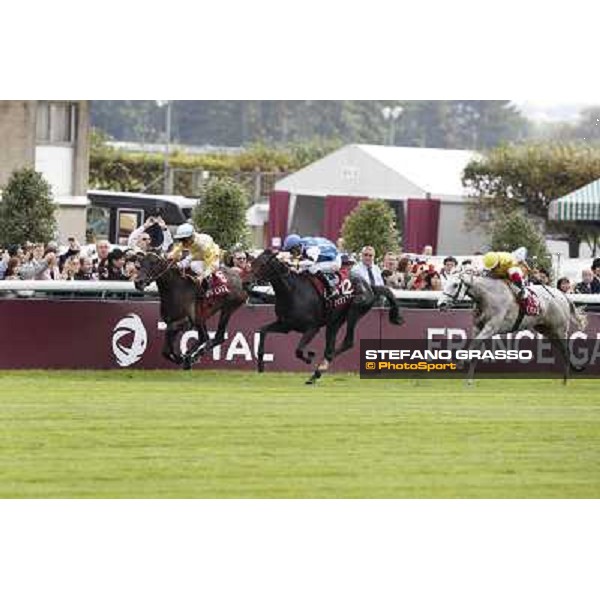 F.Prat with Indonesienne wins the Total Prix Marcel Boussac Paris,Longchamp racecourse,6th oct.2013 ph.Stefano Grasso