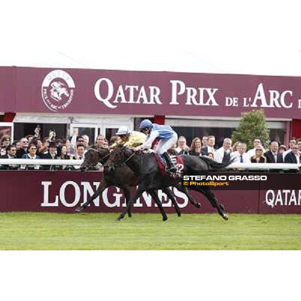 F.Prat with Indonesienne wins the Total Prix Marcel Boussac Paris,Longchamp racecourse,6th oct.2013 ph.Stefano Grasso