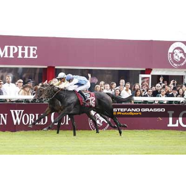 F.Prat with Indonesienne wins the Total Prix Marcel Boussac Paris,Longchamp racecourse,6th oct.2013 ph.Stefano Grasso