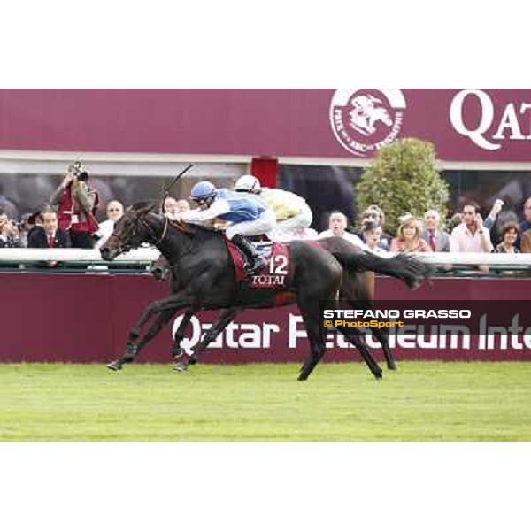F.Prat with Indonesienne wins the Total Prix Marcel Boussac Paris,Longchamp racecourse,6th oct.2013 ph.Stefano Grasso