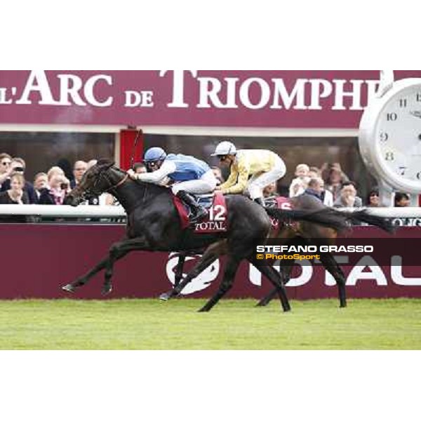 F.Prat with Indonesienne wins the Total Prix Marcel Boussac Paris,Longchamp racecourse,6th oct.2013 ph.Stefano Grasso