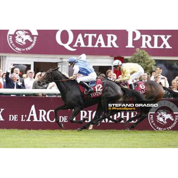F.Prat with Indonesienne wins the Total Prix Marcel Boussac Paris,Longchamp racecourse,6th oct.2013 ph.Stefano Grasso