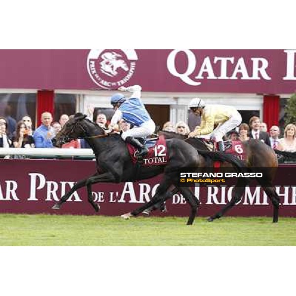 F.Prat with Indonesienne wins the Total Prix Marcel Boussac Paris,Longchamp racecourse,6th oct.2013 ph.Stefano Grasso