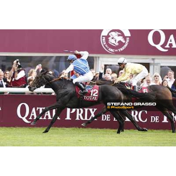 F.Prat with Indonesienne wins the Total Prix Marcel Boussac Paris,Longchamp racecourse,6th oct.2013 ph.Stefano Grasso