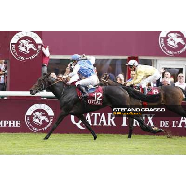 F.Prat with Indonesienne wins the Total Prix Marcel Boussac Paris,Longchamp racecourse,6th oct.2013 ph.Stefano Grasso
