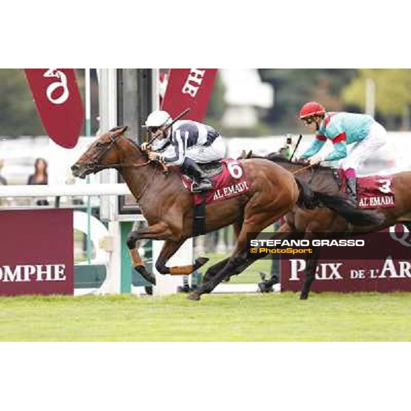Stephane Pasquier with Karakontie wins the Qatar Prix Jean-Luc Lagardere Paris,Longchamp racecourse,6th oct.2013 ph.Stefano Grasso