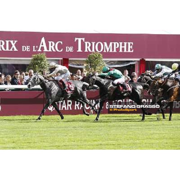 Christophe Soumillon with Dalkala wins the Prix de l\'Opera Longines Paris,Longchamp racecourse,6th oct.2013 ph.Stefano Grasso