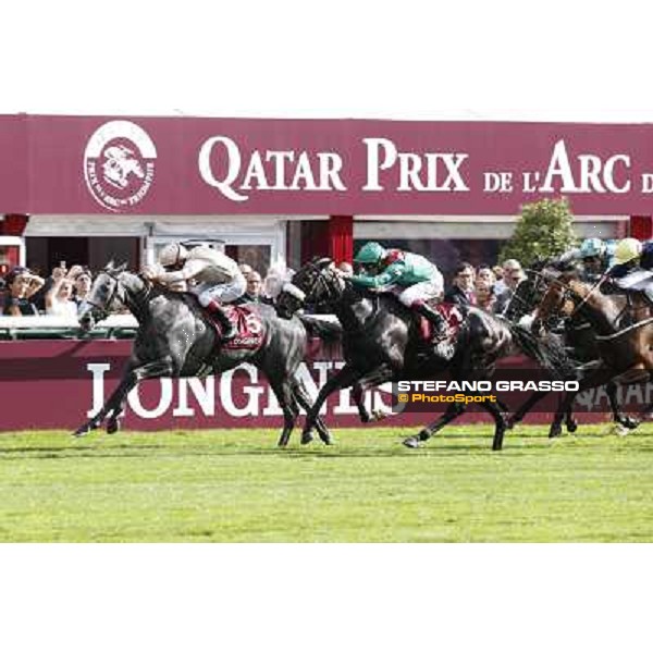 Christophe Soumillon with Dalkala wins the Prix de l\'Opera Longines Paris,Longchamp racecourse,6th oct.2013 ph.Stefano Grasso