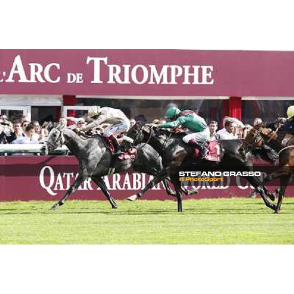 Christophe Soumillon with Dalkala wins the Prix de l\'Opera Longines Paris,Longchamp racecourse,6th oct.2013 ph.Stefano Grasso