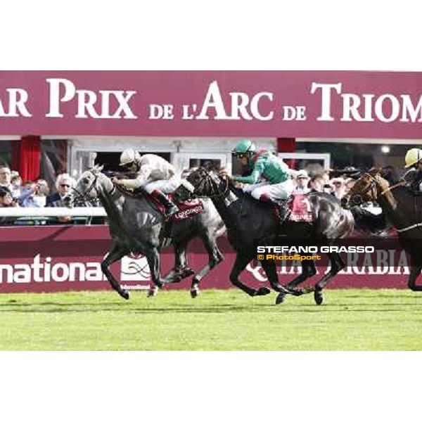 Christophe Soumillon with Dalkala wins the Prix de l\'Opera Longines Paris,Longchamp racecourse,6th oct.2013 ph.Stefano Grasso