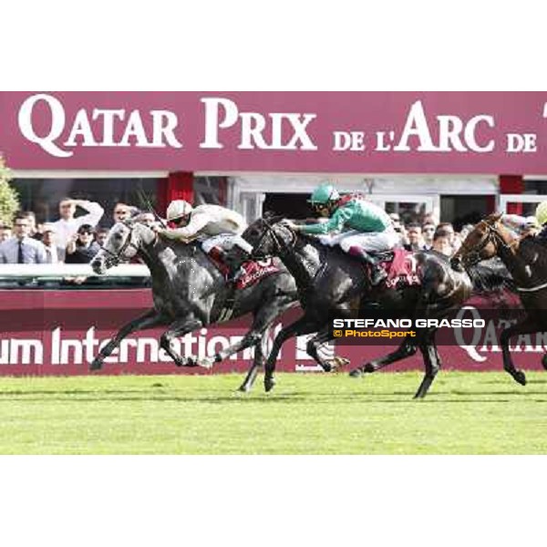 Christophe Soumillon with Dalkala wins the Prix de l\'Opera Longines Paris,Longchamp racecourse,6th oct.2013 ph.Stefano Grasso