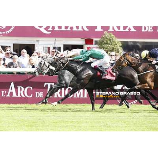 Christophe Soumillon with Dalkala wins the Prix de l\'Opera Longines Paris,Longchamp racecourse,6th oct.2013 ph.Stefano Grasso