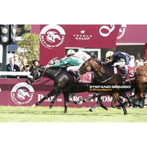 Christophe Soumillon with Dalkala wins the Prix de l\'Opera Longines Paris,Longchamp racecourse,6th oct.2013 ph.Stefano Grasso