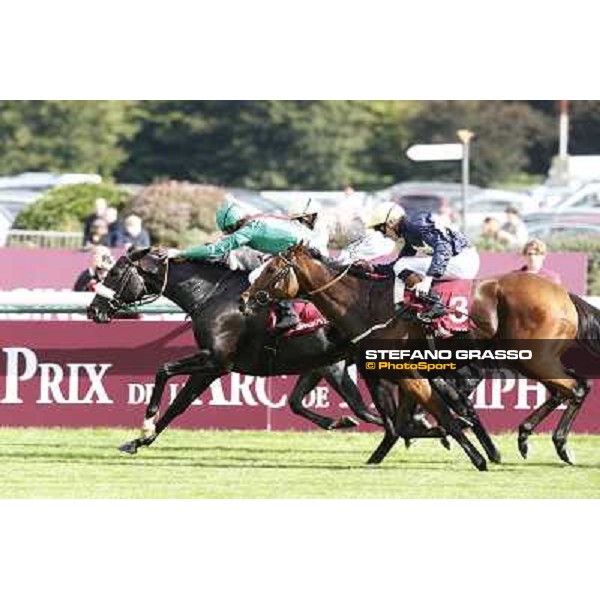 Christophe Soumillon with Dalkala wins the Prix de l\'Opera Longines Paris,Longchamp racecourse,6th oct.2013 ph.Stefano Grasso