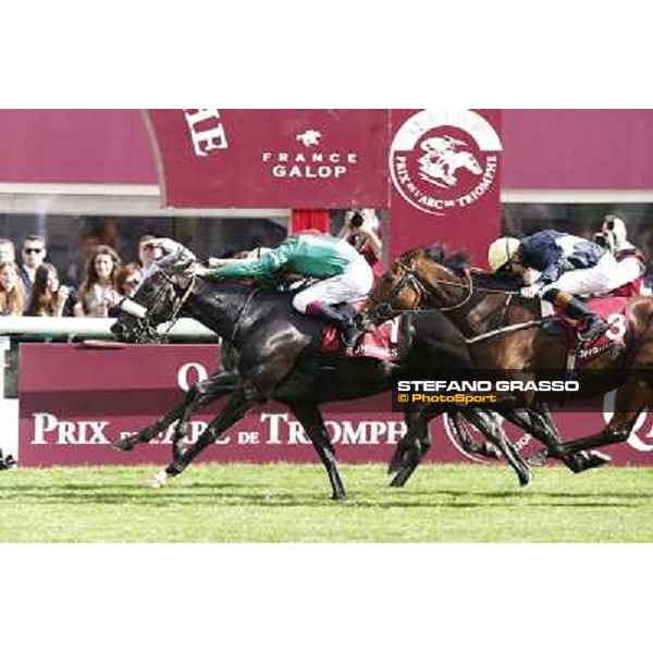 Christophe Soumillon and Dalkala win the Prix de l\'Opera Longines Paris,Longchamp racecourse,6th oct,2013 ph.Stefano Grasso