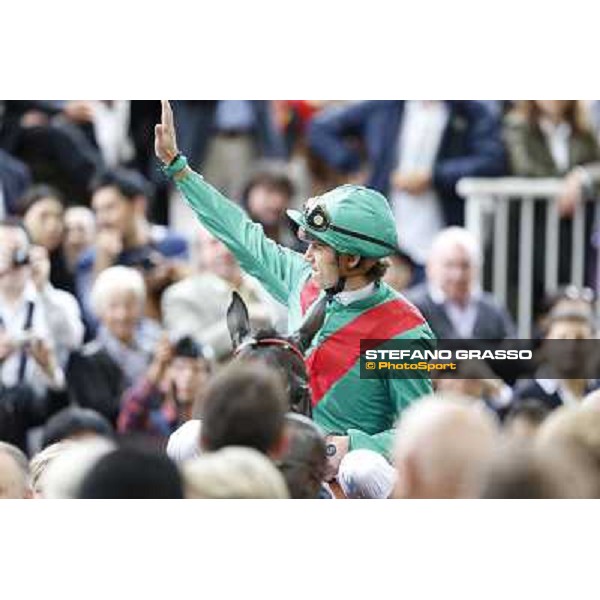 Christophe Soumillon and Dalkala win the Prix de l\'Opera Longines Paris,Longchamp racecourse,6th oct,2013 ph.Stefano Grasso
