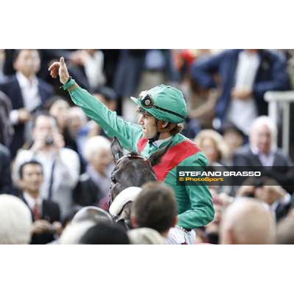 Christophe Soumillon and Dalkala win the Prix de l\'Opera Longines Paris,Longchamp racecourse,6th oct,2013 ph.Stefano Grasso