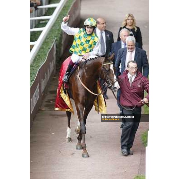 Christophe Soumillon and Mushrae Paris,Longchamp racecourse,6th oct,2013 ph.Stefano Grasso