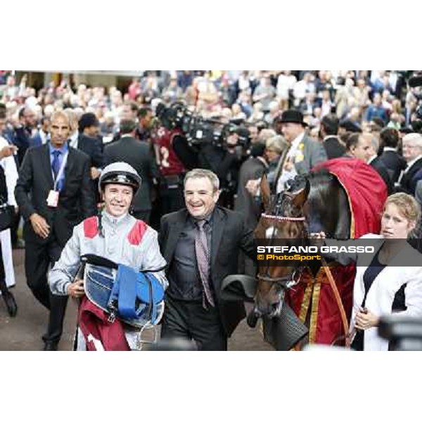 Thierry Jarnet and Treve win the Qatar Prix de l\'Arc de Triomphe Paris,Longchamp racecourse,6th oct,2013 ph.Stefano Grasso