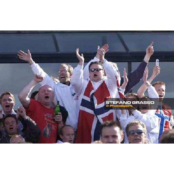 Norvegian supporters of Steinlager, winner of Elitloppet Statoil 2005 Stockholm, Solvalla 29th may 2005 ph. Stefano Grasso