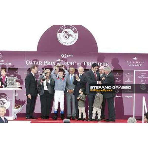 Thierry Jarnet and Treve win the Qatar Prix de l\'Arc de Triomphe Paris,Longchamp racecourse,6th oct,2013 ph.Stefano Grasso