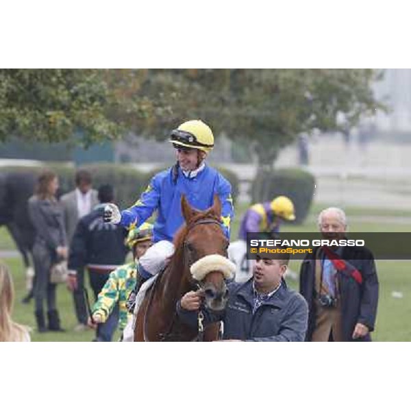 Carlo Fiocchi and Delrock after winning the Premio Carlo Porta Milano,San Siro racecourse,20th oct.2013 ph.Stefano Grasso