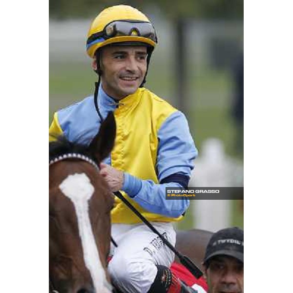 Dario Vargiu and Ombrage after winning the Premio Dormello Milano,San Siro racecourse,20th oct.2013 ph.Stefano Grasso