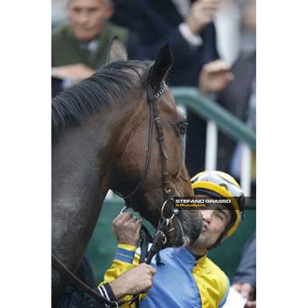 Dario Vargiu and Ombrage after winning the Premio Dormello Milano,San Siro racecourse,20th oct.2013 ph.Stefano Grasso