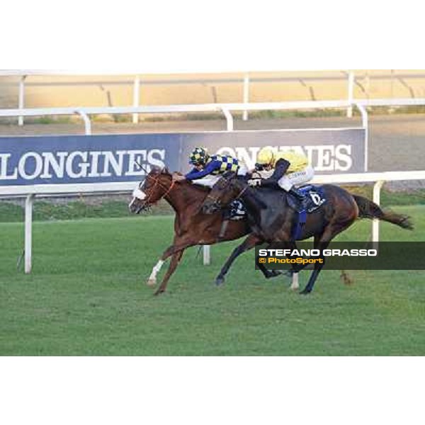 Fabio Branca on Charity Line wins the Gran Premio Longines Lydia Tesio beating Cristian Demuro with Path Wind Rome, Capannelle racecourse,27th oct.2013 ph.Stefano Grasso