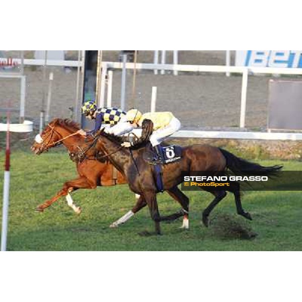 Fabio Branca on Charity Line wins the Gran Premio Longines Lydia Tesio beating Cristian Demuro with Path Wind Rome, Capannelle racecourse,27th oct.2013 ph.Stefano Grasso