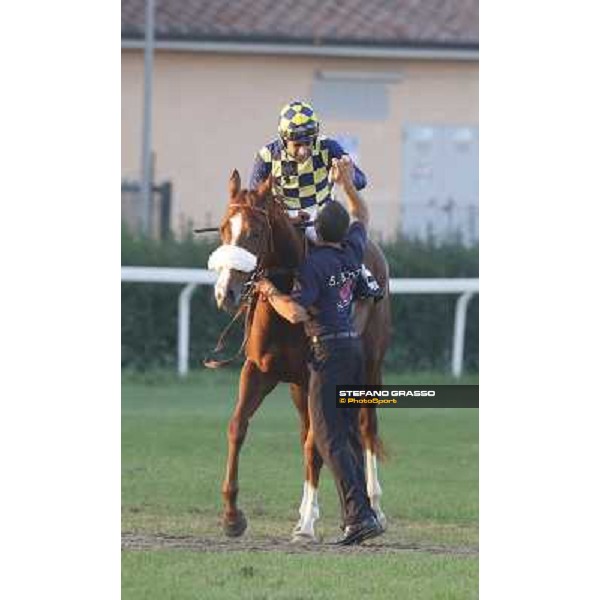 Fabio Branca and Charity Line after winning the Gran Premio Longines Lydia Tesio Rome, Capannelle racecourse,27th oct.2013 ph.Stefano Grasso