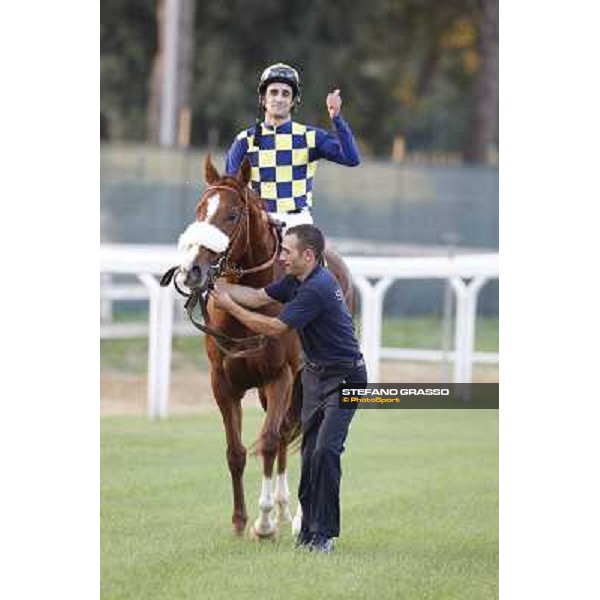 Fabio Branca and Charity Line after winning the Gran Premio Longines Lydia Tesio Rome, Capannelle racecourse,27th oct.2013 ph.Stefano Grasso
