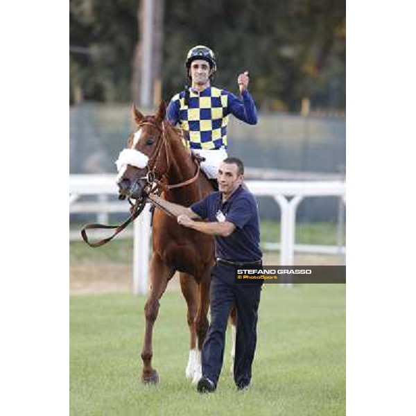 Fabio Branca and Charity Line after winning the Gran Premio Longines Lydia Tesio Rome, Capannelle racecourse,27th oct.2013 ph.Stefano Grasso