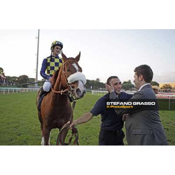 Fabio Branca,Stefano Bottti and Charity Line after winning the Gran Premio Longines Lydia Tesio Rome, Capannelle racecourse,27th oct.2013 ph.Stefano Grasso