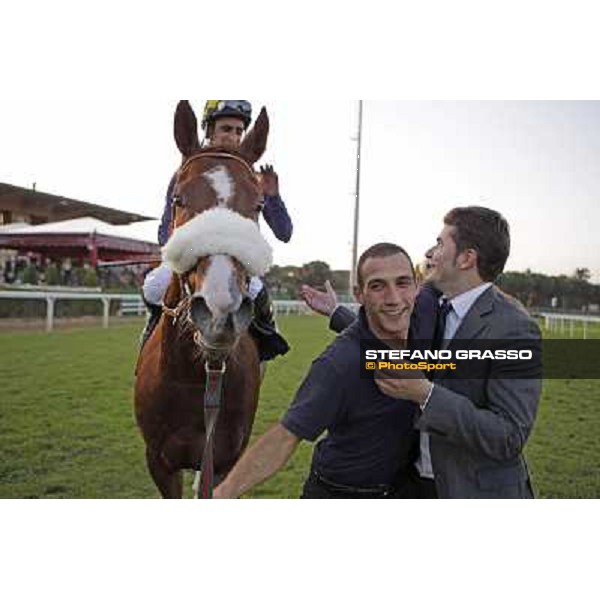 Fabio Branca,Stefano Bottti and Charity Line after winning the Gran Premio Longines Lydia Tesio Rome, Capannelle racecourse,27th oct.2013 ph.Stefano Grasso