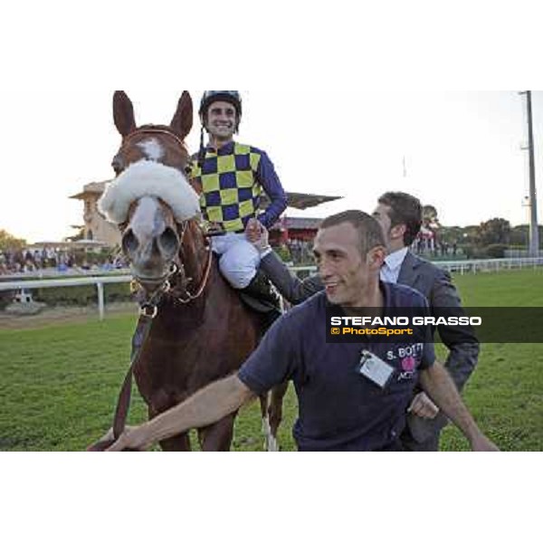 Fabio Branca,Stefano Bottti and Charity Line after winning the Gran Premio Longines Lydia Tesio Rome, Capannelle racecourse,27th oct.2013 ph.Stefano Grasso