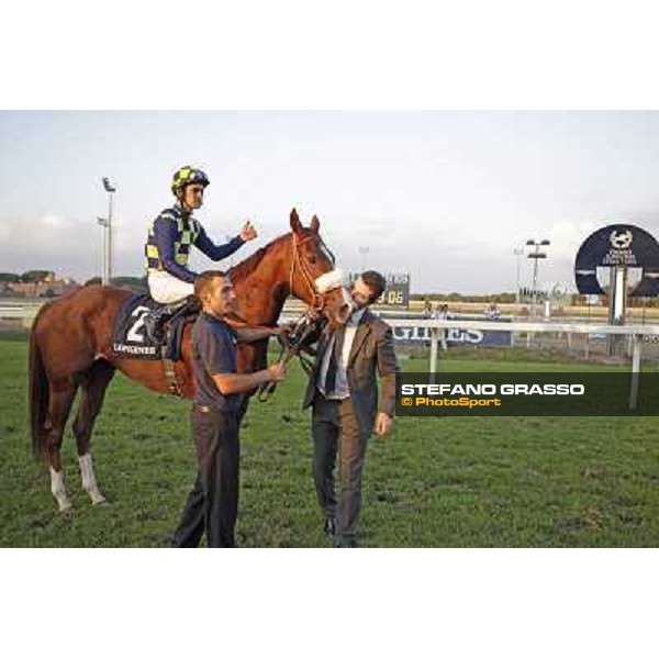 Fabio Branca,Stefano Bottti and Charity Line after winning the Gran Premio Longines Lydia Tesio Rome, Capannelle racecourse,27th oct.2013 ph.Stefano Grasso