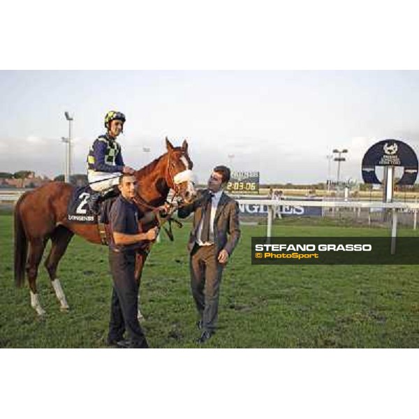 Fabio Branca,Stefano Bottti and Charity Line after winning the Gran Premio Longines Lydia Tesio Rome, Capannelle racecourse,27th oct.2013 ph.Stefano Grasso