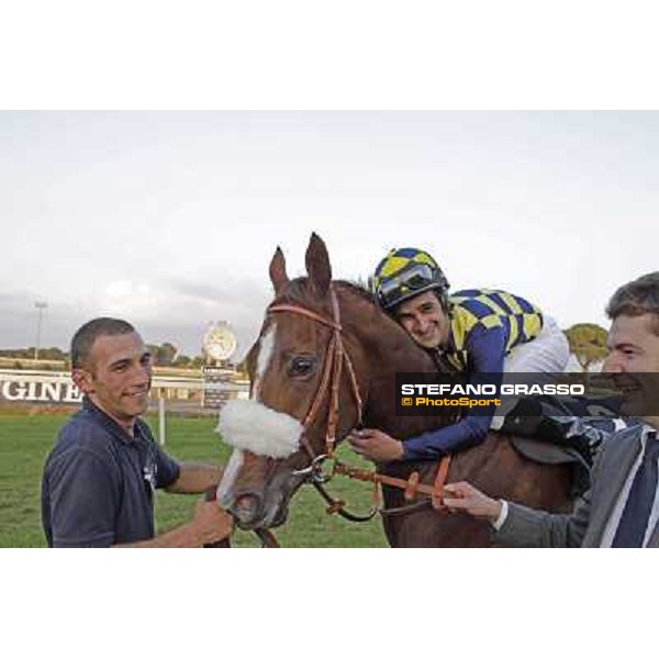 Fabio Branca,Stefano Bottti and Charity Line after winning the Gran Premio Longines Lydia Tesio Rome, Capannelle racecourse,27th oct.2013 ph.Stefano Grasso