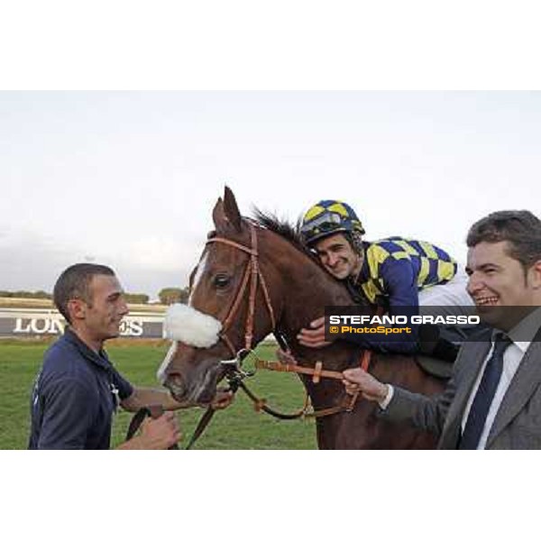 Fabio Branca,Stefano Bottti and Charity Line after winning the Gran Premio Longines Lydia Tesio Rome, Capannelle racecourse,27th oct.2013 ph.Stefano Grasso