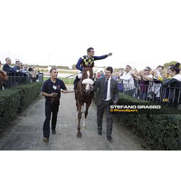 Fabio Branca,Stefano Bottti and Charity Line after winning the Gran Premio Longines Lydia Tesio Rome, Capannelle racecourse,27th oct.2013 ph.Stefano Grasso