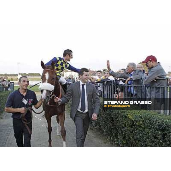 Fabio Branca,Stefano Bottti and Charity Line after winning the Gran Premio Longines Lydia Tesio Rome, Capannelle racecourse,27th oct.2013 ph.Stefano Grasso