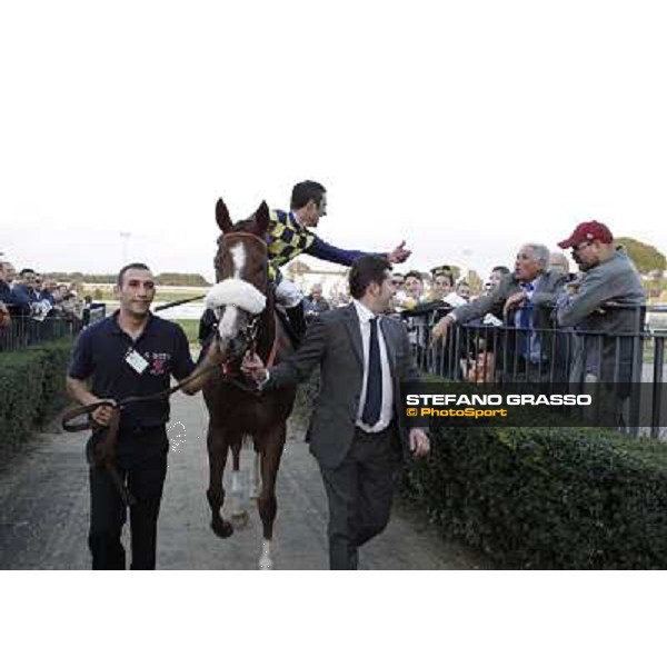 Fabio Branca,Stefano Bottti and Charity Line after winning the Gran Premio Longines Lydia Tesio Rome, Capannelle racecourse,27th oct.2013 ph.Stefano Grasso