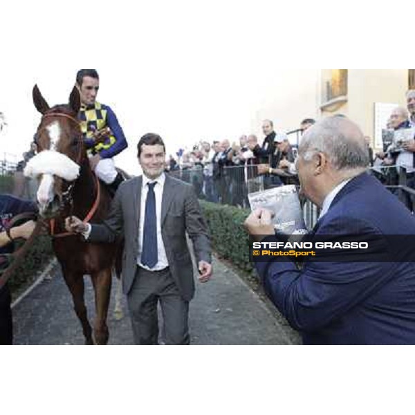 Fabio Branca,Stefano Bottti,Felice Villa and Charity Line after winning the Gran Premio Longines Lydia Tesio Rome, Capannelle racecourse,27th oct.2013 ph.Stefano Grasso