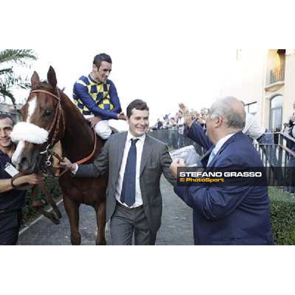 Fabio Branca,Stefano Bottti,Felice Villa and Charity Line after winning the Gran Premio Longines Lydia Tesio Rome, Capannelle racecourse,27th oct.2013 ph.Stefano Grasso