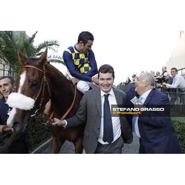 Fabio Branca,Stefano Bottti,Felice Villa and Charity Line after winning the Gran Premio Longines Lydia Tesio Rome, Capannelle racecourse,27th oct.2013 ph.Stefano Grasso
