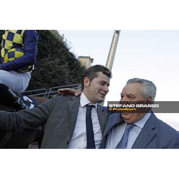 Giuseppe Botti and Stefano Botti and Charity Line after winning the Gran Premio Longines Lydia Tesio Rome, Capannelle racecourse,27th oct.2013 ph.Stefano Grasso