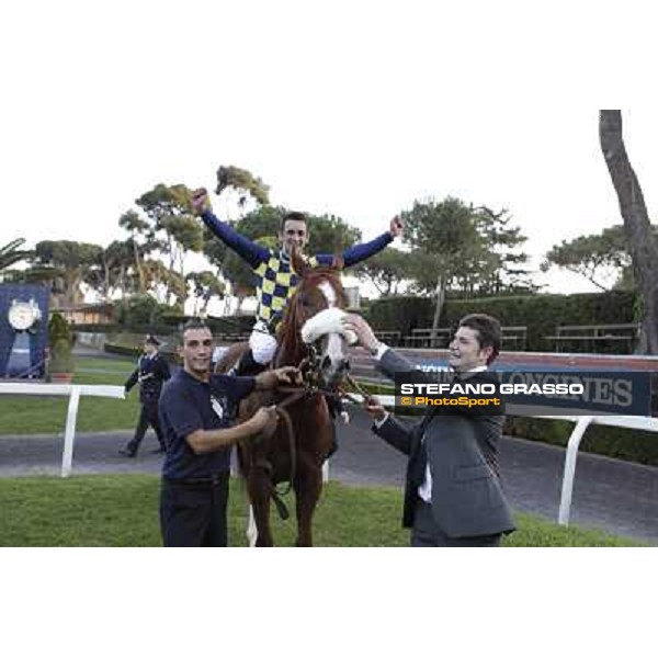 Fabio Branca,Stefano Bottti and Charity Line after winning the Gran Premio Longines Lydia Tesio Rome, Capannelle racecourse,27th oct.2013 ph.Stefano Grasso