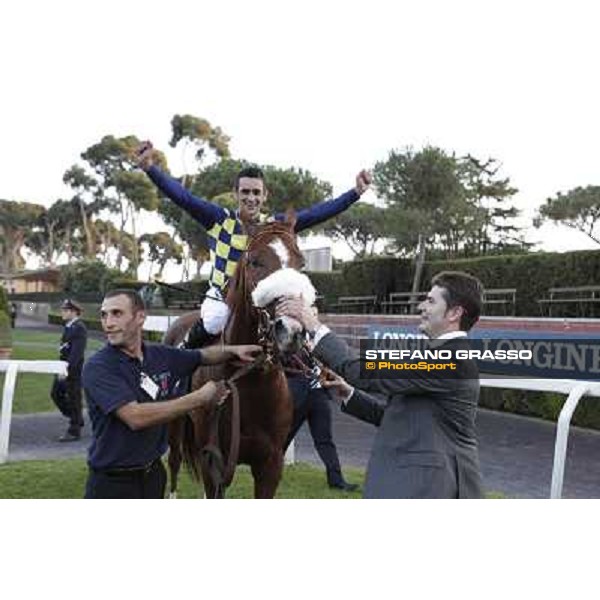 Fabio Branca,Stefano Bottti and Charity Line after winning the Gran Premio Longines Lydia Tesio Rome, Capannelle racecourse,27th oct.2013 ph.Stefano Grasso