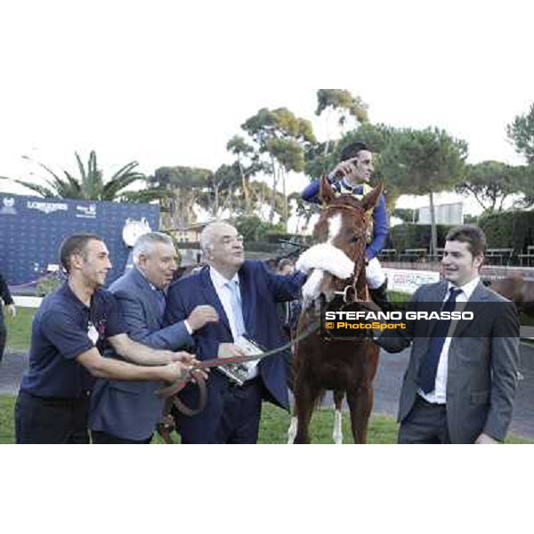 Fabio Branca,Felice Villa,Stefano Bottti and Charity Line after winning the Gran Premio Longines Lydia Tesio Rome, Capannelle racecourse,27th oct.2013 ph.Stefano Grasso